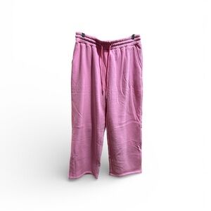NWT Trendy Queen Womens Pink Wide Leg Fleece Lined Sweatpants Size Large.